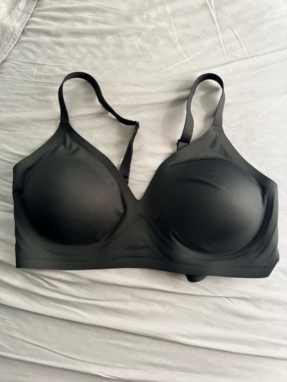 Auden Womens Bra XXL Black Luxe Stretch V-Neck Bralette Adjustable